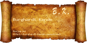 Burghardt Kende névjegykártya